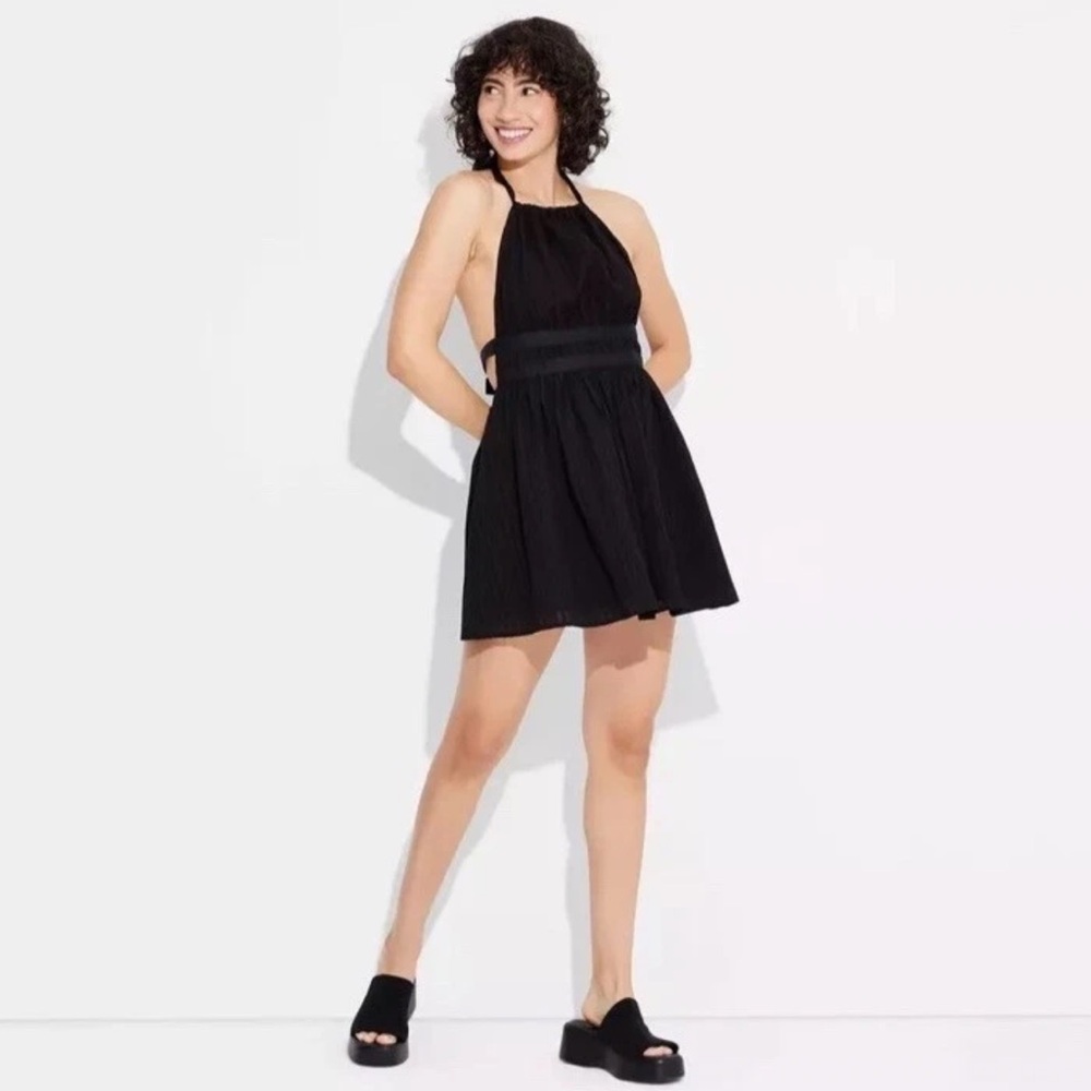 NWOT wild fable black tie back halter dress summer dress